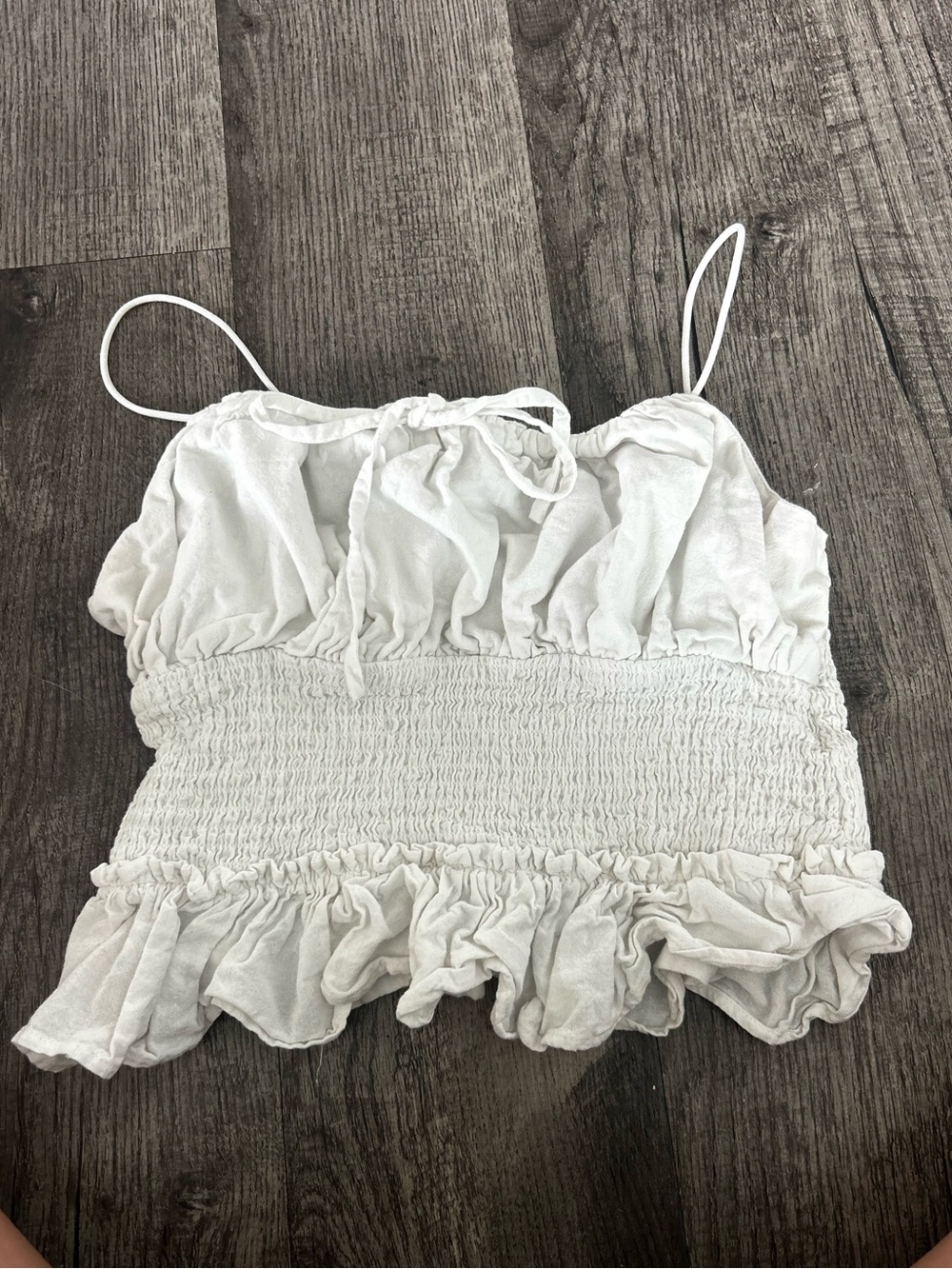 Fashion Nova White Smocked Ruffle Camisole